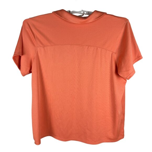 Xersion Womens Coral Ribbed Polo Shirt Size XXL Polyester Spandex Blend - Picture 2 of 5